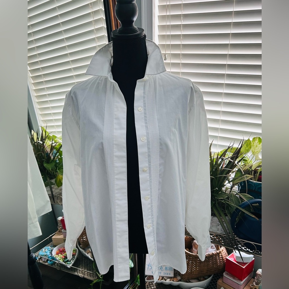 Women's White tuxedo style Button-Up Shirt
